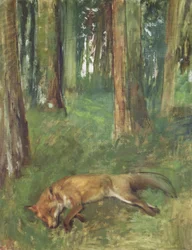 Renard mort dans les sous-bois, 1865